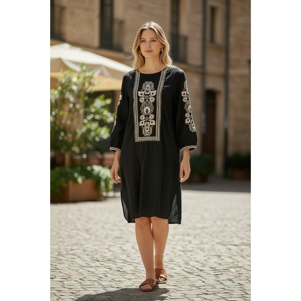 DOUBLE D Ranch Embroidered Dress Southwestern Boho Chic Festival Corset Back Tie
